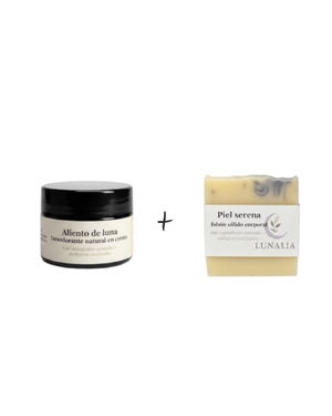 Ritual esencial de cuidado corporal con jabón y desodorante natural Lunalia para rutina diaria